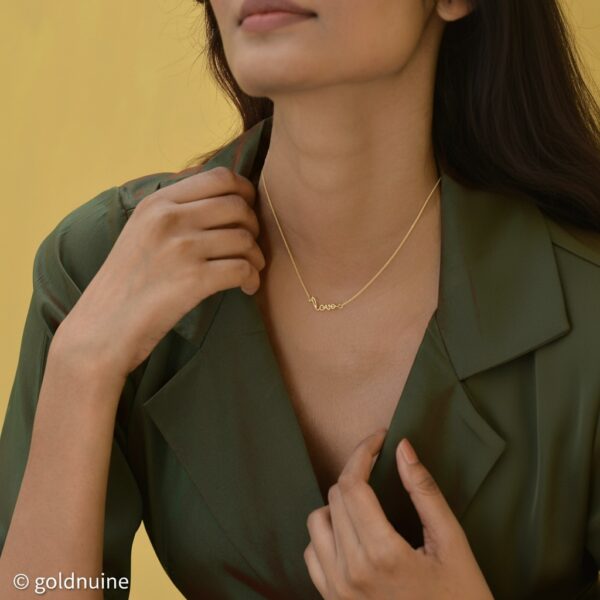 22k solid gold love pendant necklace