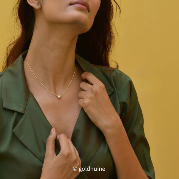 22K solid gold diamond-cut ball chain necklace