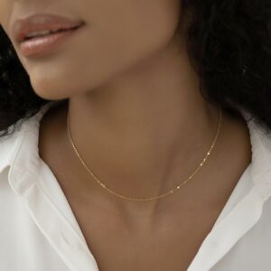 9k solid gold rolo chain necklace: dainty gold jewelry (1mm, 18 20 inches)