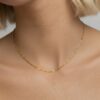 9k solid gold paperclip chain necklace: dainty minimalist style