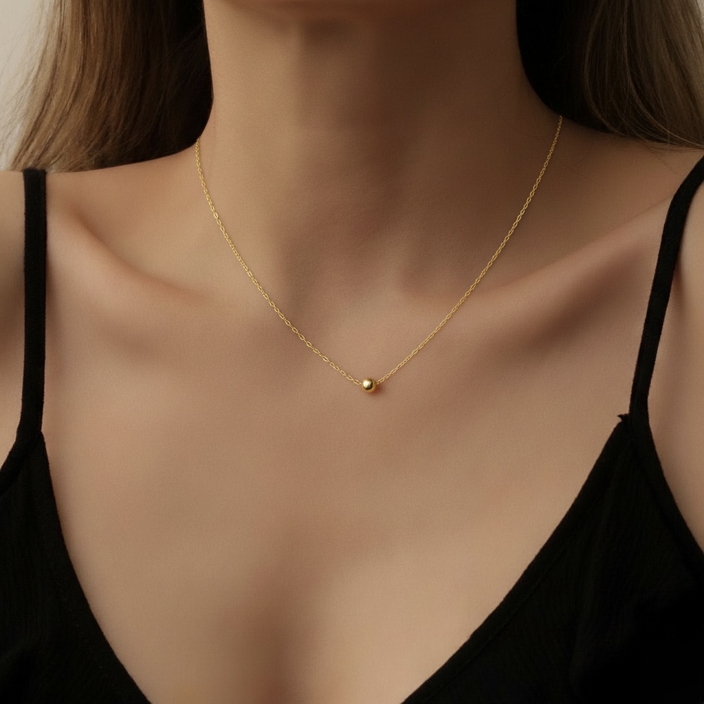 9k solid gold ball pendant necklace: au 375 minimalist gold pendant necklace