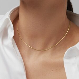 22k solid gold snake chain necklace: dainty fine jewelry