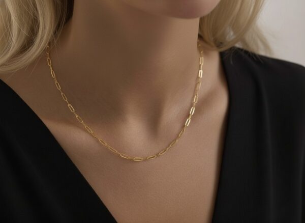 22k solid gold paperclip chain