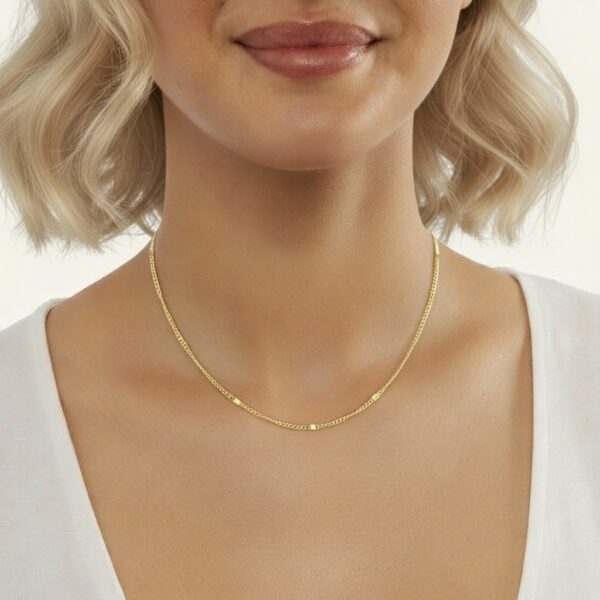 22k solid gold cloud curb chain necklace: 18 inch dainty gold necklace