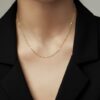 22k solid gold cloud curb chain necklace: 18 inch dainty gold necklace