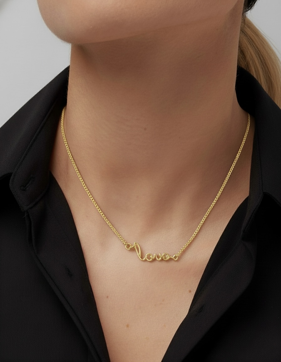 22k solid gold love pendant necklace
