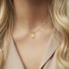 24k solid gold initial pendant: personalized letter necklace