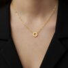 22k solid gold ring pendant necklace – au 965: minimalist unisex jewelry, 18 inch