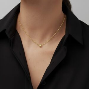 22K solid gold diamond-cut ball chain necklace