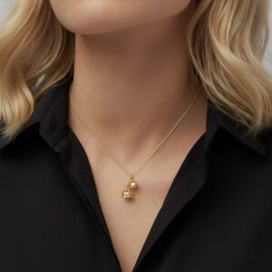 24k solid gold lily of the valley pendant with 22k rolo chain necklace – au 999 and au 965: floral jewelry, 18 inch