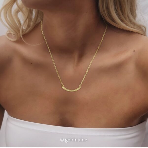24k gold bar pendant necklace with 22k solid gold rolo chain: au 999 and au 965 17 inch pure gold modern jewelry for women