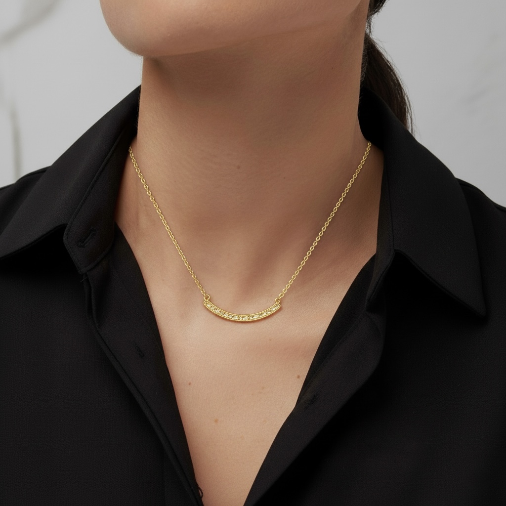 24k gold bar pendant necklace with 22k solid gold rolo chain: au 999 and au 965 17 inch pure gold modern jewelry for women