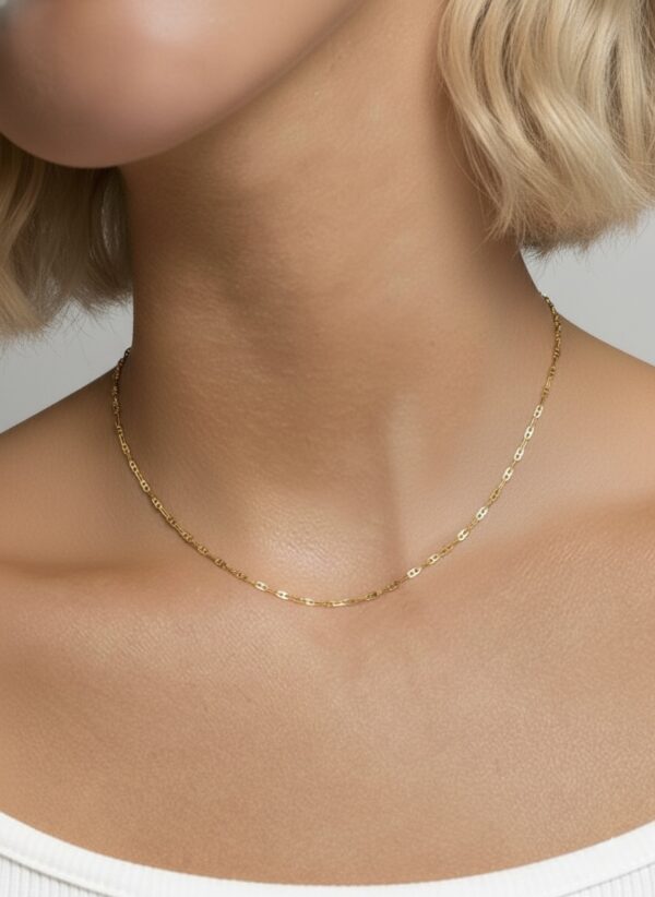 18k solid gold mariner link chain necklace – au 750 real gold dainty necklace, 16–20 inch minimalist yellow gold or white gold jewelry