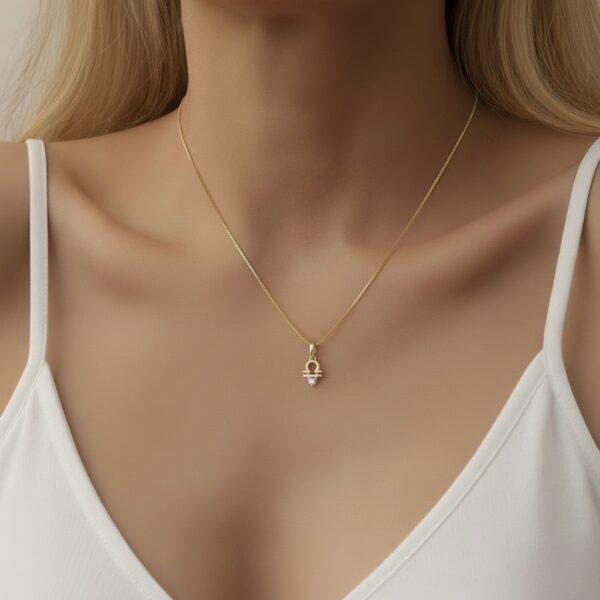 10k solid gold libra opal pendant necklace – au 417 scales zodiac design with natural opal, dainty october birthstone jewelry