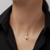 10k solid gold aquarius amethyst pendant – au 417 water bearer zodiac necklace with natural amethyst, february birthstone jewelry