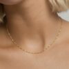 22k solid gold singapore chain necklace – au 965: 16 inch elegant twisted rope design, shimmer yellow gold dainty chain fine jewelry gift