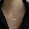 24k gold bar pendant necklace with 22k solid gold rolo chain: au 999 and au 965 17 inch pure gold modern jewelry for women