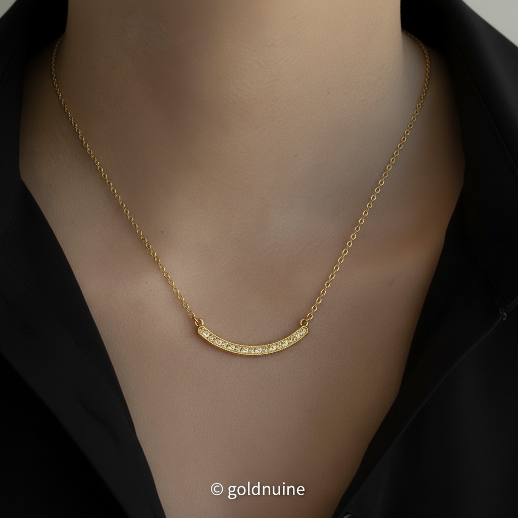 24k gold bar pendant necklace with 22k solid gold rolo chain: au 999 and au 965 17 inch pure gold modern jewelry for women