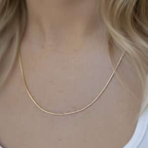 9k 18k solid gold box chain necklace: dainty real gold