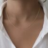 18k solid gold twisted box chain necklace 0.8mm dainty gold necklace, 16 20 inch
