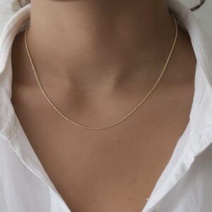 18k solid gold twisted box chain necklace 0.8mm dainty gold necklace, 16 20 inch