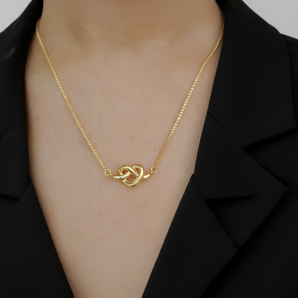 24k solid gold infinity heart pendant with 22k gold box chain necklace: au 999 and au 965 18 inch gold necklace for her