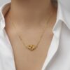 24k solid gold infinity heart pendant with 22k gold box chain necklace: au 999 and au 965 18 inch gold necklace for her