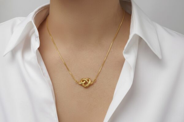 24k solid gold infinity heart pendant with 22k gold box chain necklace: au 999 and au 965 18 inch gold necklace for her