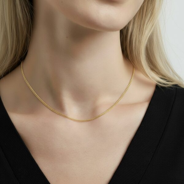 22k solid gold cuban link chain necklace – au 965: 18 inch yellow gold unisex necklace, dainty real gold chain, fine jewelry gift