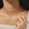 22k solid gold ring pendant necklace – au 965: minimalist unisex jewelry, 18 inch