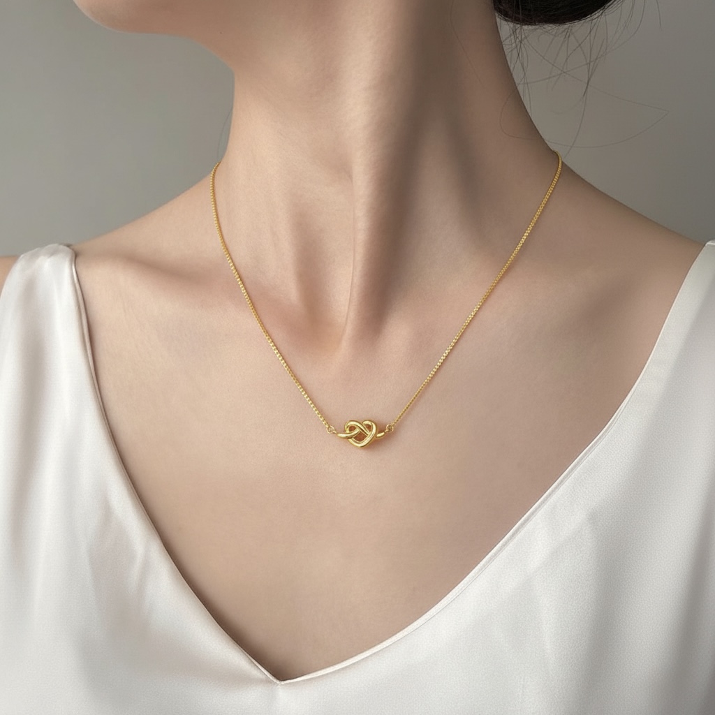 24k solid gold infinity heart pendant with 22k gold box chain necklace: au 999 and au 965 18 inch gold necklace for her