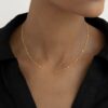 22k solid gold cloud curb chain necklace: 18 inch dainty gold necklace
