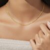 22k solid gold cloud curb chain necklace: 18 inch dainty gold necklace