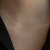 18k solid gold twisted box chain necklace 0.8mm white gold necklace, 16 20 inch