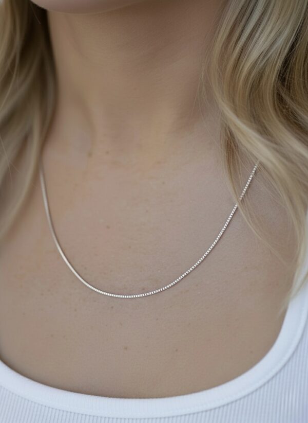 18k solid gold box chain necklace: 0.8mm au 750 white gold dainty necklace, 16 20 inch