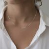 18k solid gold box chain necklace: 0.8mm au 750 white gold dainty necklace, 16 20 inch