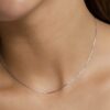 18k solid gold box chain necklace: 0.8mm au 750 white gold dainty necklace, 16 20 inch