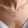 10k solid gold aquarius amethyst pendant – au 417 water bearer zodiac necklace with natural amethyst, february birthstone jewelry