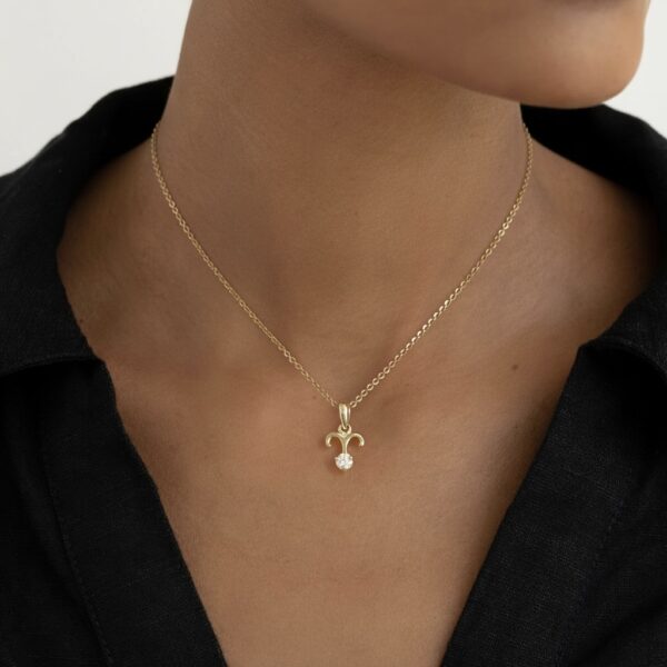 10k solid gold aries pendant with genuine diamond: au 417 gold pendant