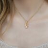 10k solid gold gemini pearl pendant necklace: au 417 zodiac twins sign