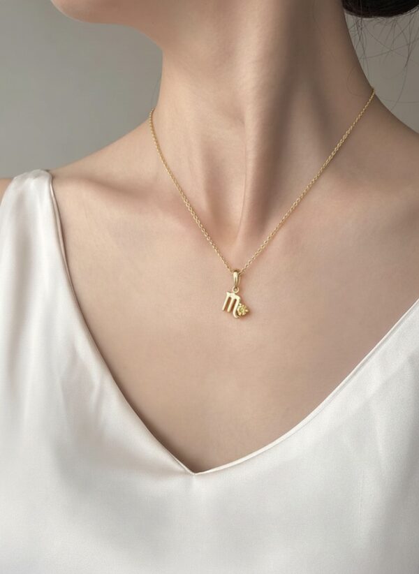 10k solid gold scorpio necklace – au 417 zodiac scorpion pendant with natural yellow sapphire, november birthstone jewelry gift