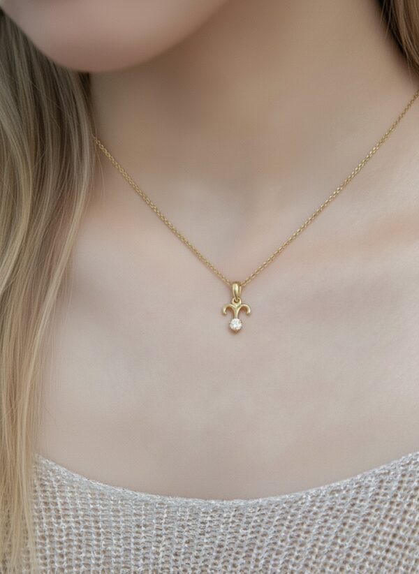 10k solid gold aries pendant with genuine diamond: au 417 gold pendant