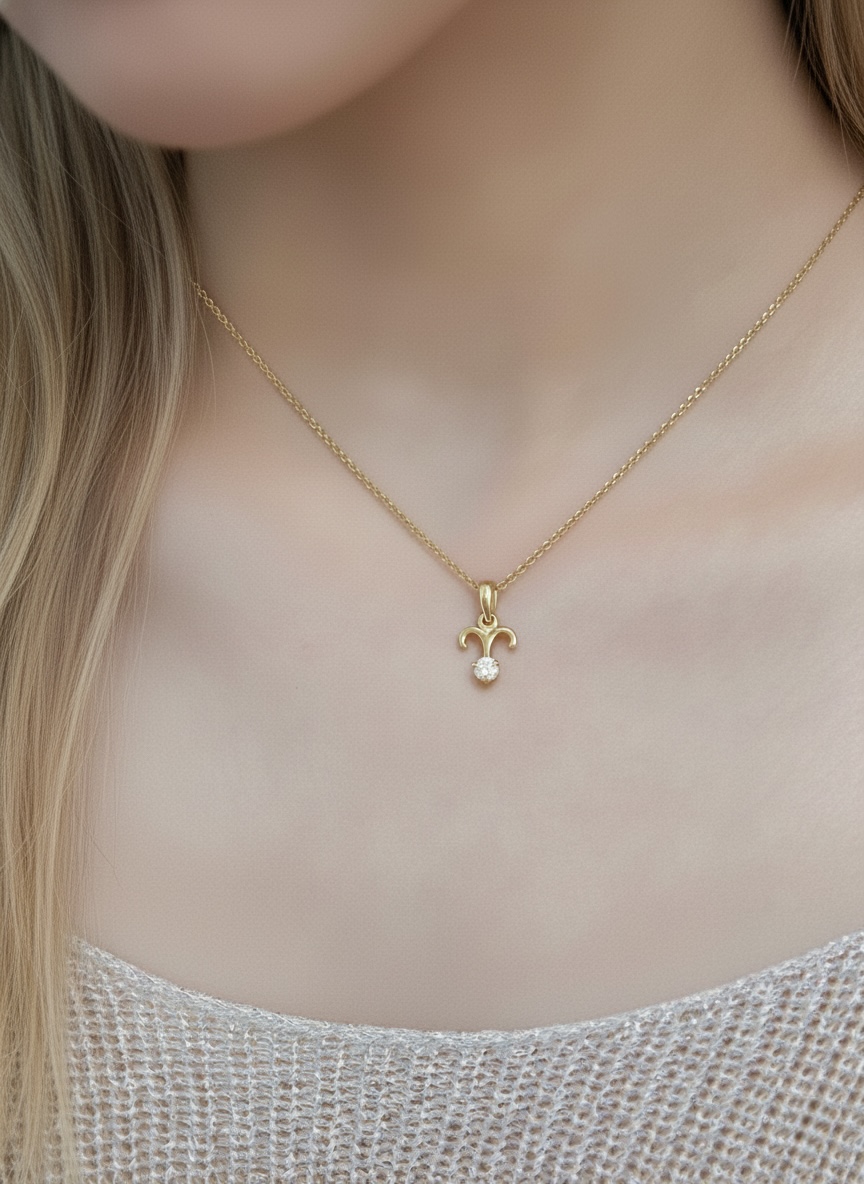 10k solid gold aries pendant with genuine diamond: au 417 gold pendant