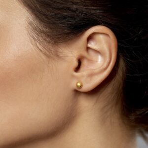 18k solid gold ball stud earrings: 3mm tiny handmade gold studs