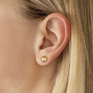 18k solid gold ball stud earrings: 3mm tiny handmade gold studs