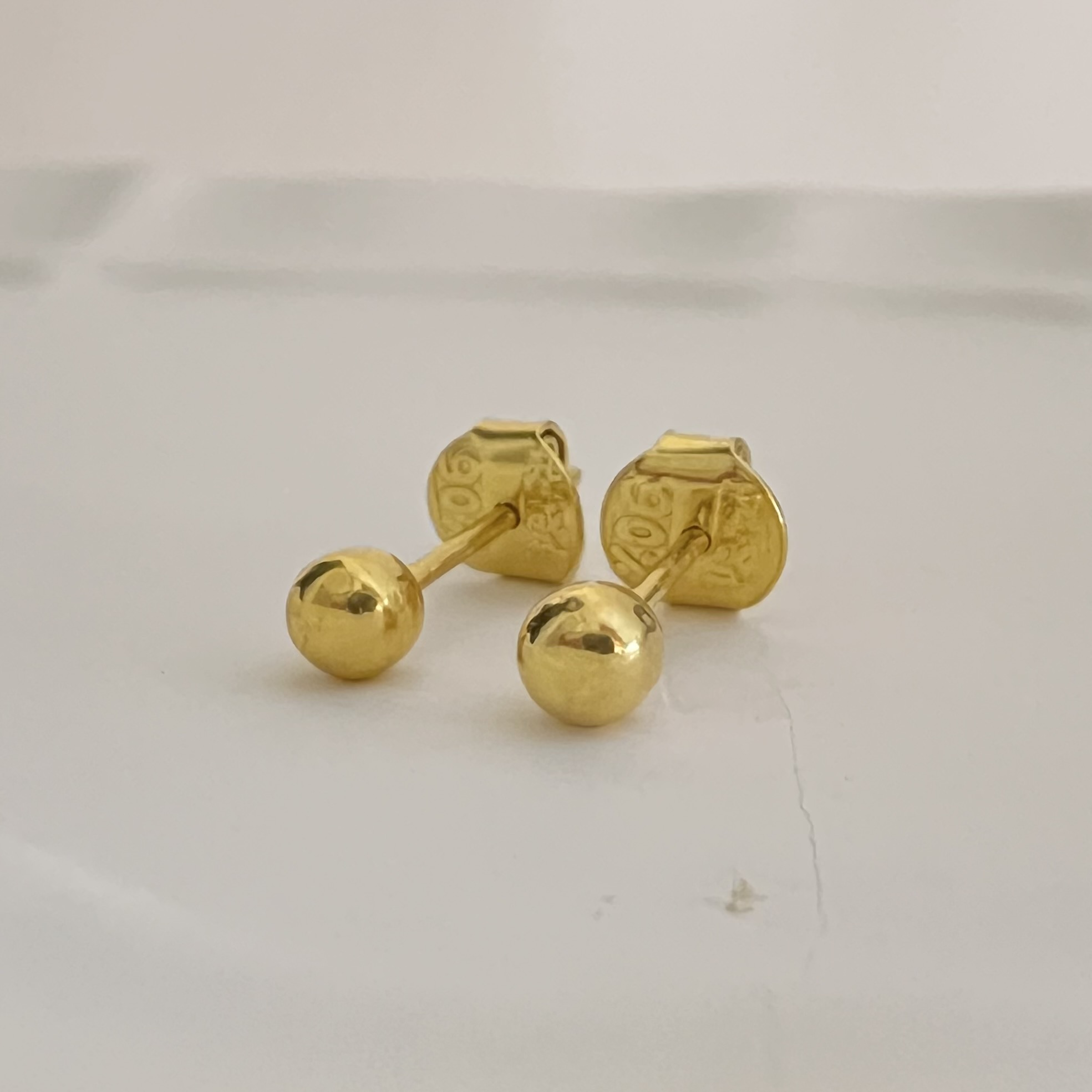 20k gold ball stud earrings: tiny handmade gold studs
