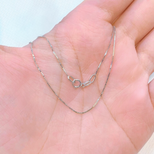 18k solid gold box chain necklace: 0.8mm au 750 yellow gold dainty necklace, 16 20 inch