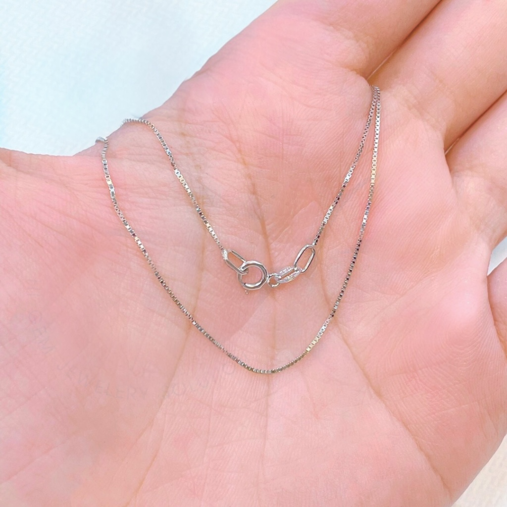 18k solid gold box chain necklace: 0.8mm au 750 yellow gold dainty necklace, 16 20 inch