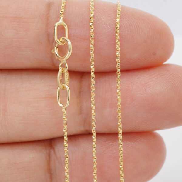 18k solid gold twisted box chain necklace 0.8mm dainty gold necklace, 16 20 inch