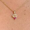 10k solid gold cancer zodiac pendant necklace: au 417 natural ruby charm
